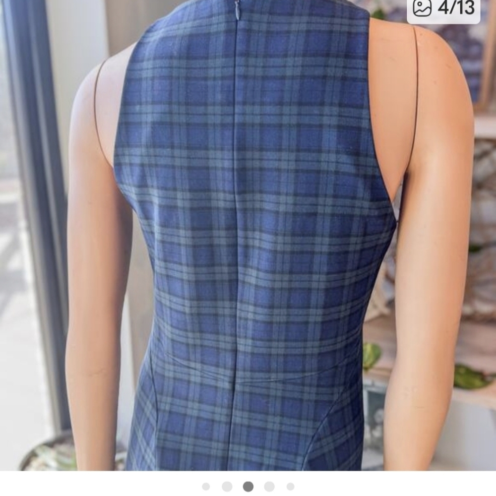 Banana Republic Navy and Forest Green Plaid Midi Dress - Picture 4 of 5